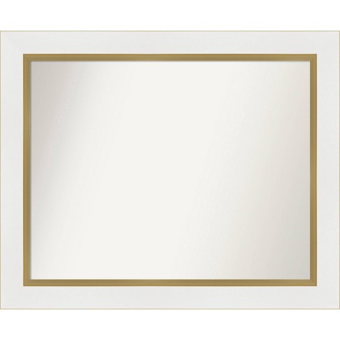 33" x 27" Non-Beveled Eva White Gold Wall Mirror - Amanti Art: Modern Rectangle, Polystyrene Frame - image 1 of 4