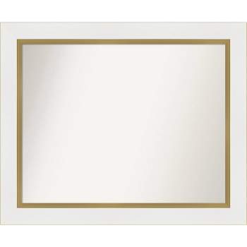 33" x 27" Non-Beveled Eva White Gold Wall Mirror - Amanti Art