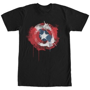 Men's Marvel Captain America Shield Watercolor Print T-Shirt - 1 of 4