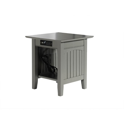 Atlantic Furniture Nantucket End Table with Charger Grey - image 1 of 4