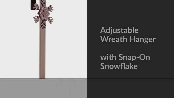 Haute Decor Christmas Adjustable Wreath Hanger with Snowflake Icon Bronze, 2 of 6, play video