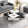Vynxaria Mid Century Modern Nesting Coffee Tables (Set of 4) Square, Free Adjustable Shape, Black&White Marble-Like Finish, Gold Metal Legs - 3 of 4