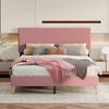 NicBex Queen Upholstered Platform Bed Frame with Horizontal Stripe Corduroy Headboard,No Box Spring Needed,Easy Assembly,Beige/Pink - 2 of 4