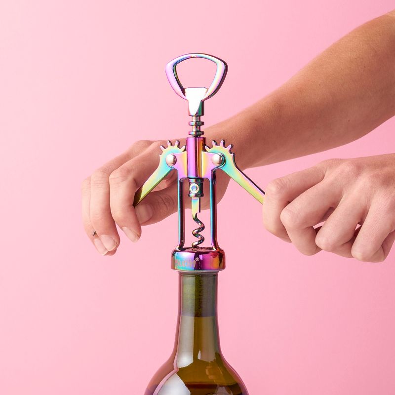 Blush Winged Corkscrew, Iridescent Bottle Opener, Cork Remover, Cute Rainbow Wine Gift Accessory, Mirage, Set of 1, 3 of 9