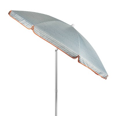 Wave Break Gray 5.5' Polyester Beach Umbrella with Steel Pole