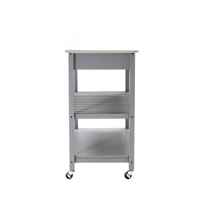 Gray Stainless Steel Top Kitchen Cart with Storage