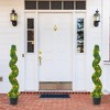 Tangkula 47" Pre-Lit Artificial Boxwood Spiral Topiary Tree Set of 2 w/ 100 LED Lights - 2 of 4