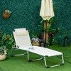 Outsunny Foldable Outdoor Chaise Lounge Chair, 5-Level Reclining Camping Tanning Chair with Aluminum Frame, Padding, and Headrest - 2 of 4