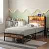 GDFStudio Kian Modern Twin Size Metal Platform Bed Frame with Storage Headboard, Charging Station and LED Lights - 2 of 4