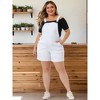 Agnes Orinda Women's Plus Size Adjustable Strap Pocket Roll Hem Denim Overall Jean Shorts - 3 of 4