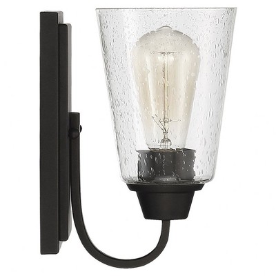 Modern Espresso Brown Wall Sconce with Frosted Glass Shade