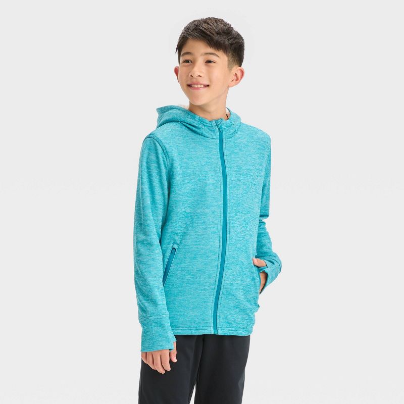 Boys' High Pile Fleece-Lined Full Zip Hooded Sweatshirt - All In Motion™, 1 of 4