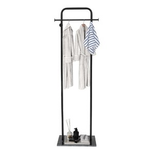 YIYIBYUS Black Clothing Racks with Shelf, Heavy Duty Free-Standing Metal Garment Rack for Hanging Clothes, Modern Coat Rack Entryway - 1 of 4