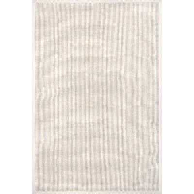 Ivory and Beige Reversible Wool Cotton 4' x 6' Area Rug