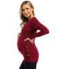 Coolmee Maternity Shirt Long Sleeve Basic Top Ruch Sides Bodycon Tshirt for Pregnant Women with Button - 4 of 4