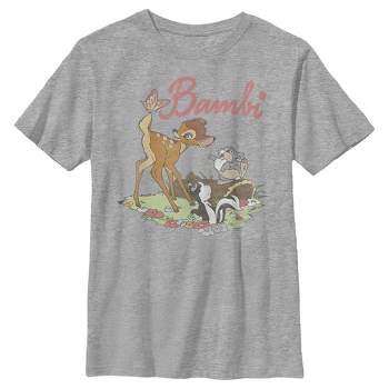 Boy\'s Bambi Classic Floral Movie Title Poster T-shirt : Target