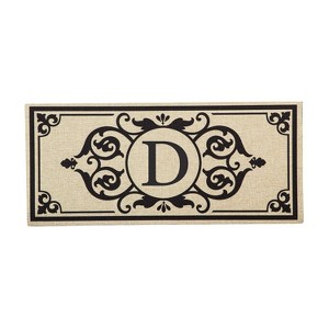 Evergreen Cambridge Monogram Burlap Sassafras Indoor Outdoor Switch Doormat Letter D 1'10"x10" Brown - 1 of 4