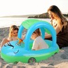 CoolWorld"Car-Shaped Baby Inflatable Pool Float with Sun Canopy for Toddlers 1-3 Years - Swim Ring Toy"DarkBlueLightBlue&Pink - 2 of 4