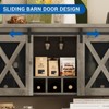 Jojoka 46.5" Farmhouse Coffee Cabinet, Console Table with Sliding Barn Doors, Open Shelves, Entryway Table with Glass Rack for Kitchen, Dining Room - 3 of 4
