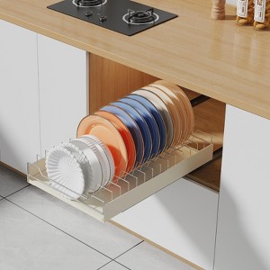 Sturdy Pull-Out Kitchen Drawer Organizer, Adhesive No-Drill Sliding Shelf for Under Sink & Pantry Storage, White - 1 of 4