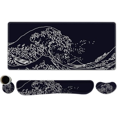 Large Mouse Pad Desk Pad Set, Wrist Rest Support Desk Mat for Keyboard and Mouse, 4PCS 35.4”x15.7 XXL Giant Mouse Pad