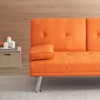 Aukfa 67" Convertible Folding Futon Sofa Bed Leather w/Cup Holders & Armrests - 3 of 4