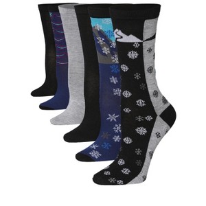 Women's 6-Pairs Colorful Funky Mountain Serenity Arctic Dreams Patterned Crew Dress Socks - 1 of 4