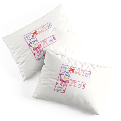 Deny Designs Standard April Lane Art Fancy Bow Monogram F Microfiber Printed Pillow Sham
