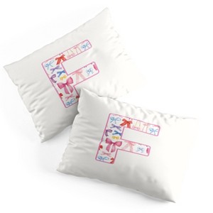 Deny Designs Standard April Lane Art Fancy Bow Monogram F Microfiber Printed Pillow Sham - 1 of 3
