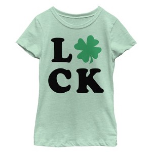Girl's Lost Gods St. Patrick's Day Four-Leaf Clover Luck T-Shirt - 1 of 3