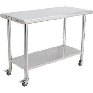 NSF Certified Stainless Steel Work Table,48*24*35inch Bilayer Table with Adjustable Undershelf - 1 of 4