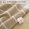BRINJOY  Tablecloth Rectangle, Outdoor Waterproof Linen Cotton Farmhouse Table Cloths with Tassel 55 x 70 Inch, Coffee Lines - 2 of 4