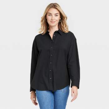 Women's Long Sleeve Oversized Button-down Boyfriend Shirt - A New Day ...