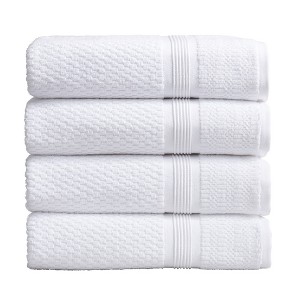 Market & Place 4-Piece Cotton Textured Quick Dry Bath Towel Set - 1 of 4