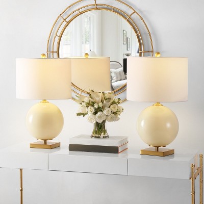 Anina 24" Cream Glass Table Lamp Set with Gold Base