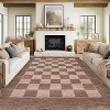 Scalloped Living Room Rug Washable Area Rug for Dining Room Bedroom Low Pile Neutral Area Rugs Modern Checkerboard Farmhouse Floor Cover - 3 of 4