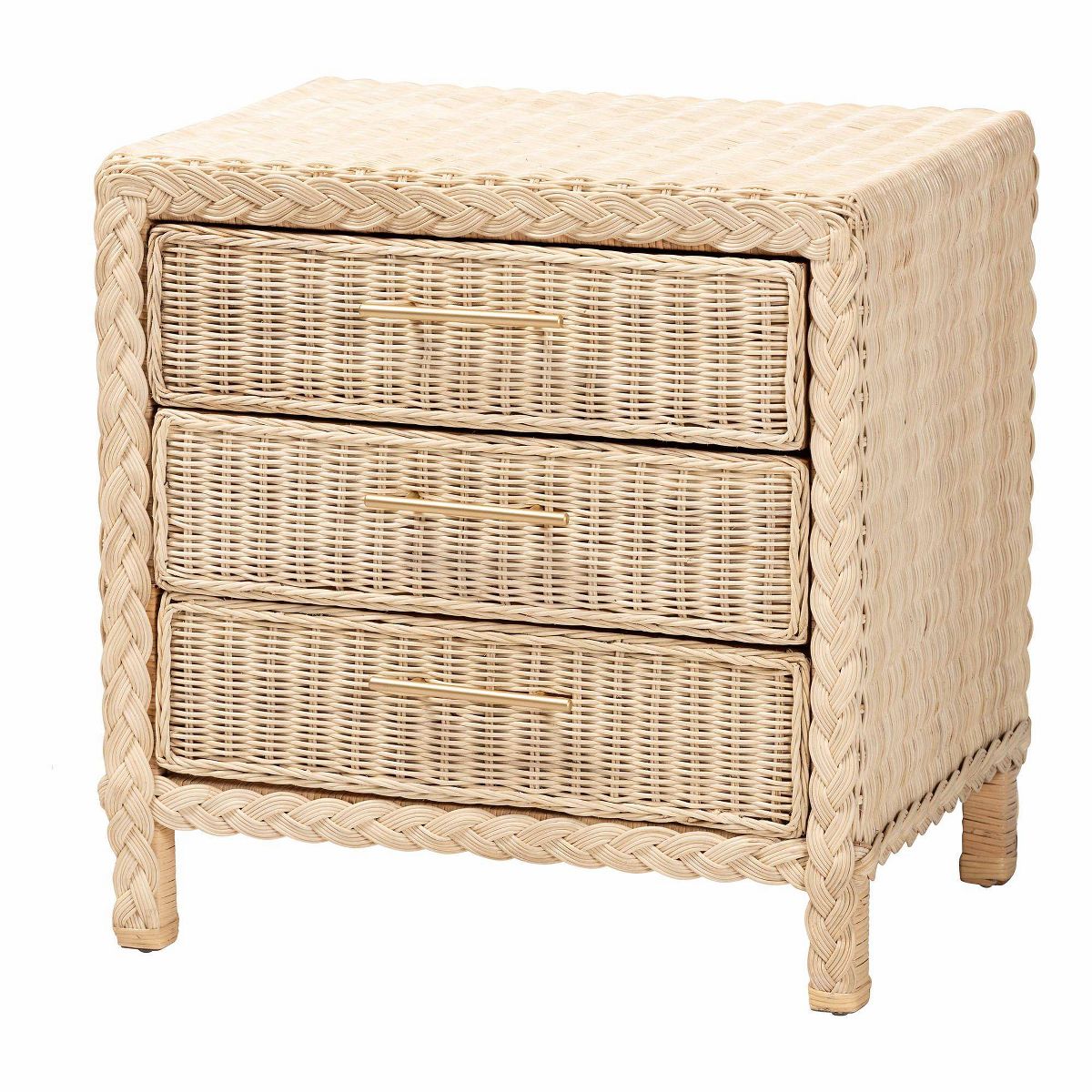 bali & pari Lanica Rattan 3 Drawer Nightstand Pale Brown - thumbnail 9