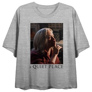 A Quiet Place If They Hear You They Hunt You Crew Neck Short Sleeve Athletic Heather Women's Crop Top - 1 of 4