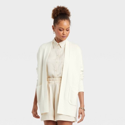 Women's Essential Open-Front Cardigan - A New Day™ Cream