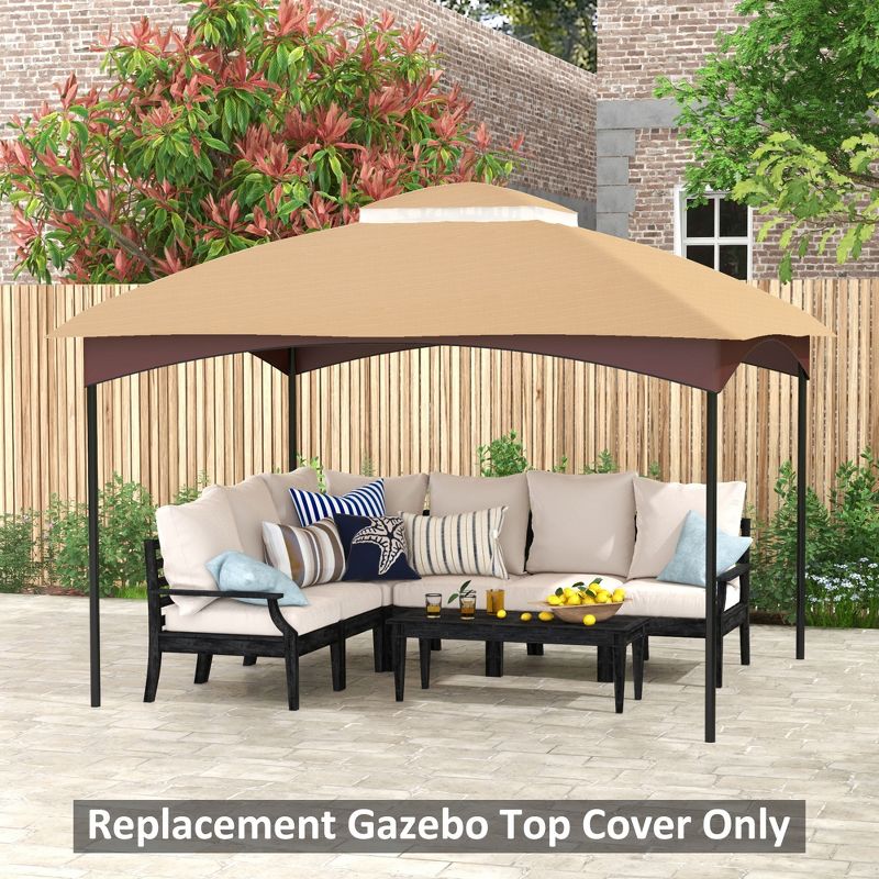 Outsunny 10' x 12' Gazebo Canopy Replacement, 2-Tier Outdoor Gazebo Cover Top Roof with Drainage Holes, (TOP ONLY), Beige, 3 of 7