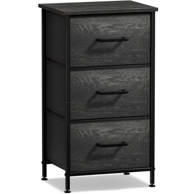 Sorbus Nightstand with 3 Drawers - Steel Frame, Wood Top & Easy Pull Fabric Bins - Perfect for Home, Bedroom, Office & College Dorm
