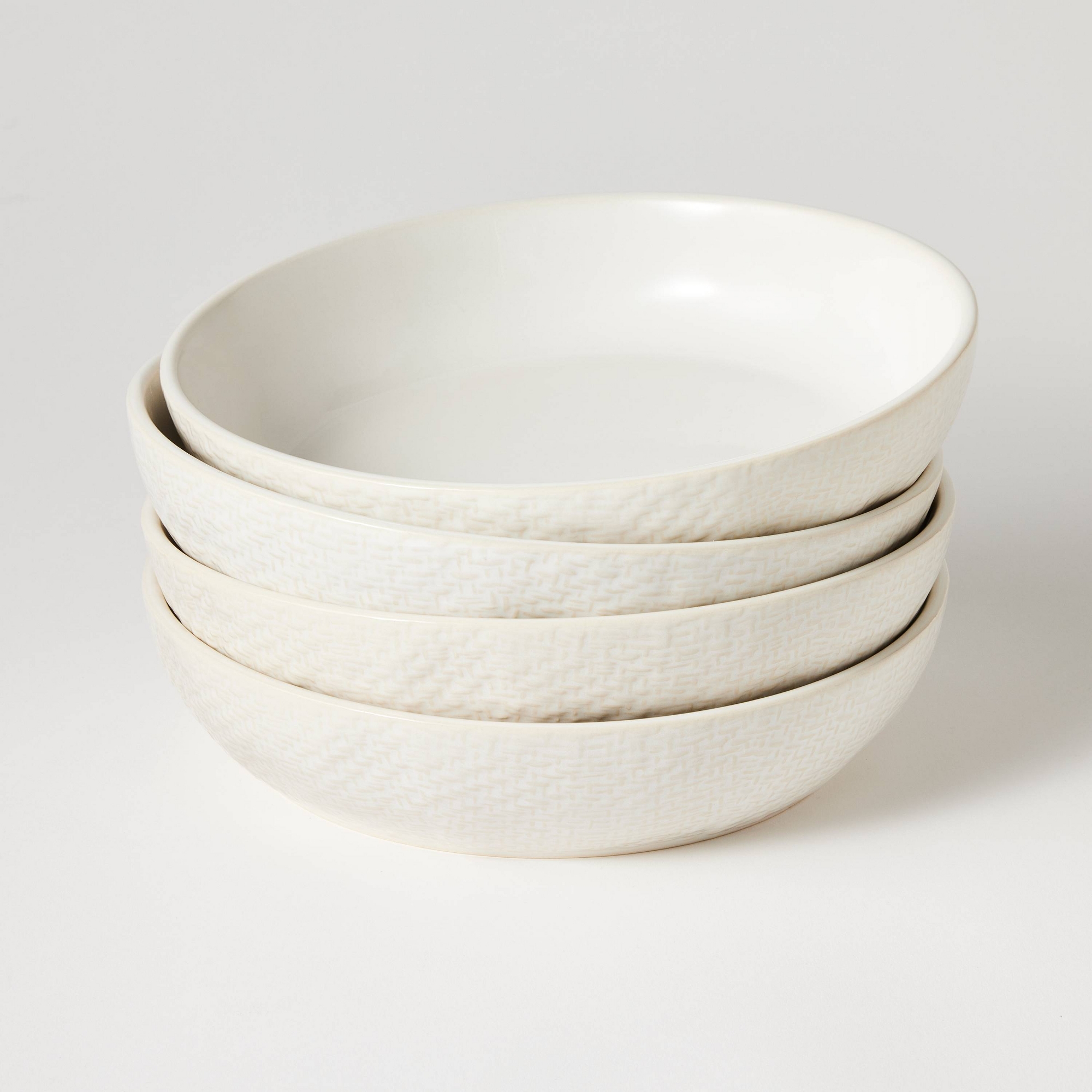 4pc Stoneware Noodle Bowls Cream - Threshold™ designed with Studio McGee: Scratch-Resistant, Microwave & Dishwasher Safe