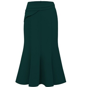 INSPIRE CHIC Women's Mermaid High Waisted Pleated Fishtails Midi Skirt - 1 of 4