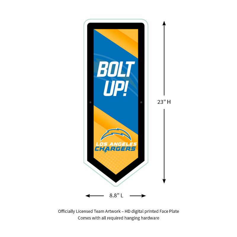 Evergreen Ultra-Thin Glazelight LED Wall Decor, Pennant, Los Angeles Chargers- 9 x 23 Inches Made In USA, 2 of 7