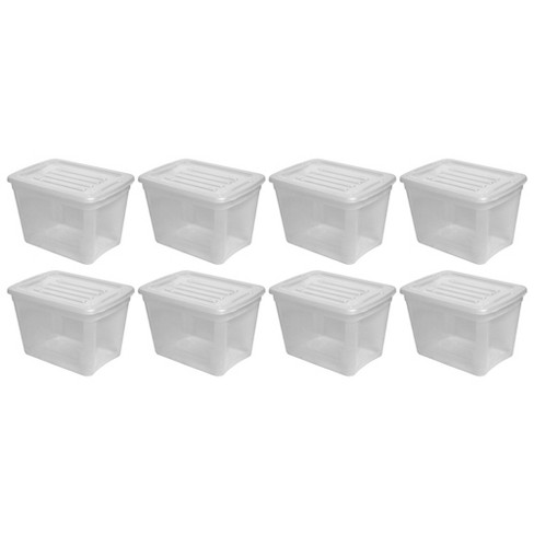 Gracious Living 10 Gal Stackable Home Storage Tote Bin with Lid, Clear (10 Pack)