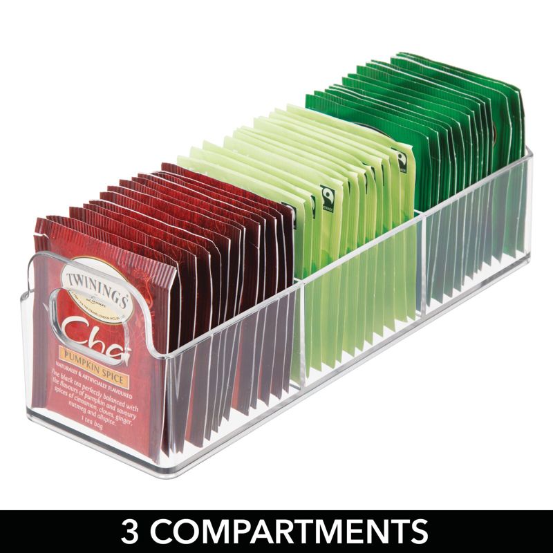 mDesign Plastic 3-Compartment Condiment Organizer/Tea Bag Holder, 4 of 10
