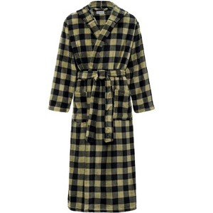 ADR Men's Robe, Plush Fleece Hooded Bathrobe Man, Long Warm Cozy Bath Robe Man - 1 of 4