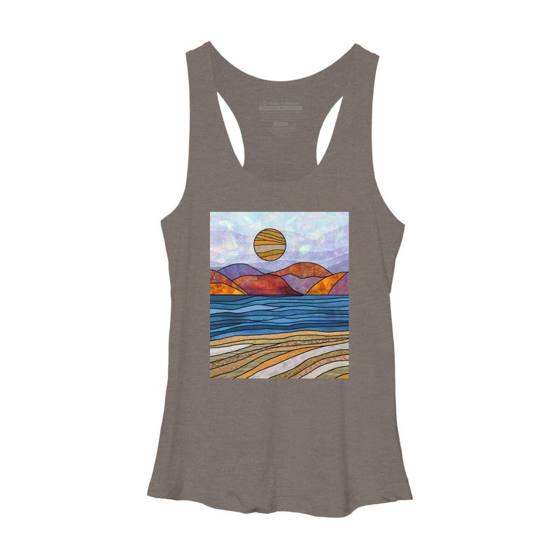 Women's Design By Humans Beach Landscape Stain Glass By Maryedenoa Racerback Tank Top, 1 of 4
