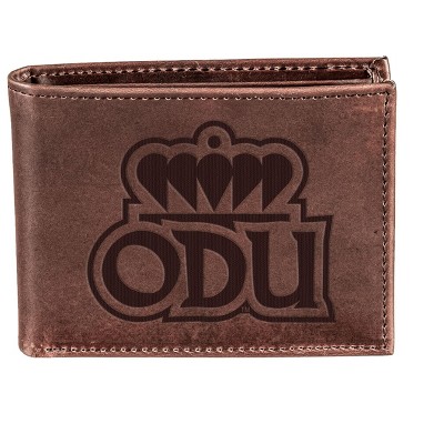 Evergreen NCAA Old Dominion Monarchs Brown Leather Bifold Wallet Officially Licensed with Gift Box