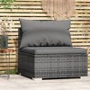 vidaXL Gray Middle Patio Sofa with Cushions - Waterproof PE Rattan Outdoor Furniture Piece - 2 of 4